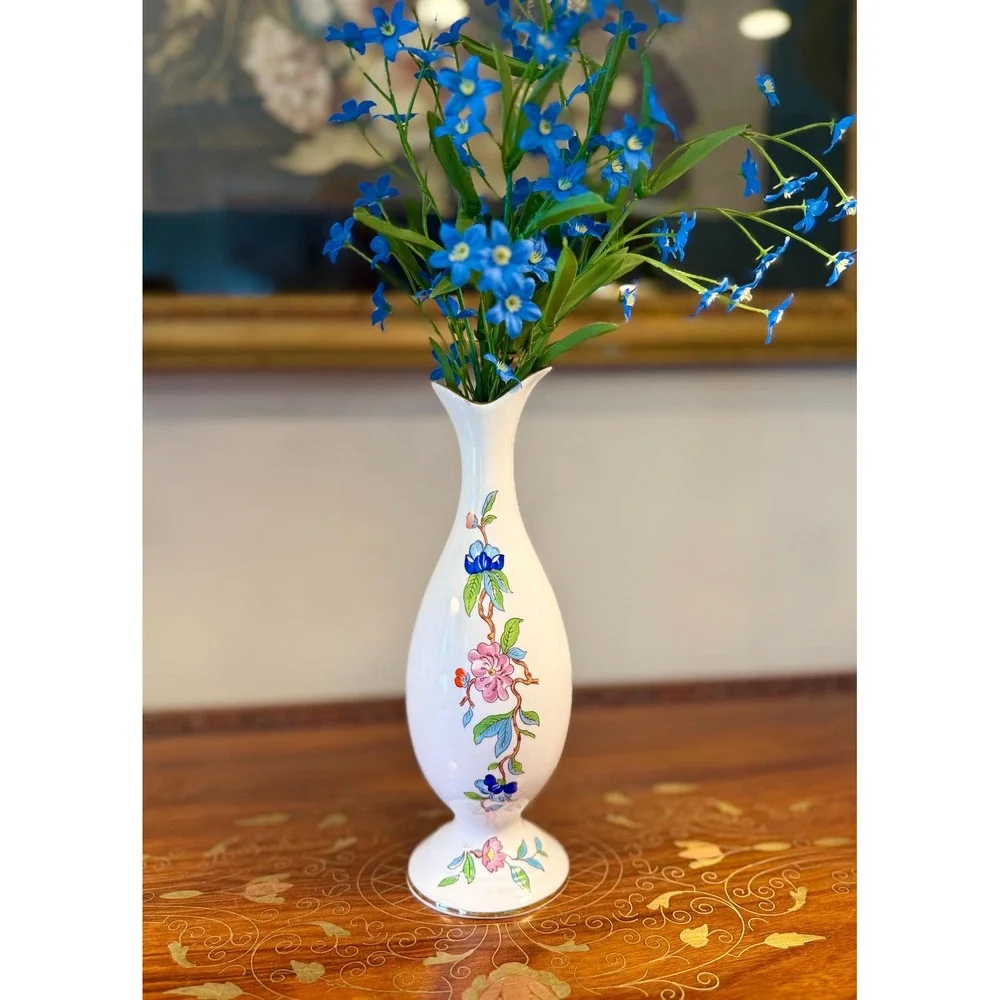 Vintage Aynsley Pembroke Bud Vase • Fine Bone China Bird Floral Vase